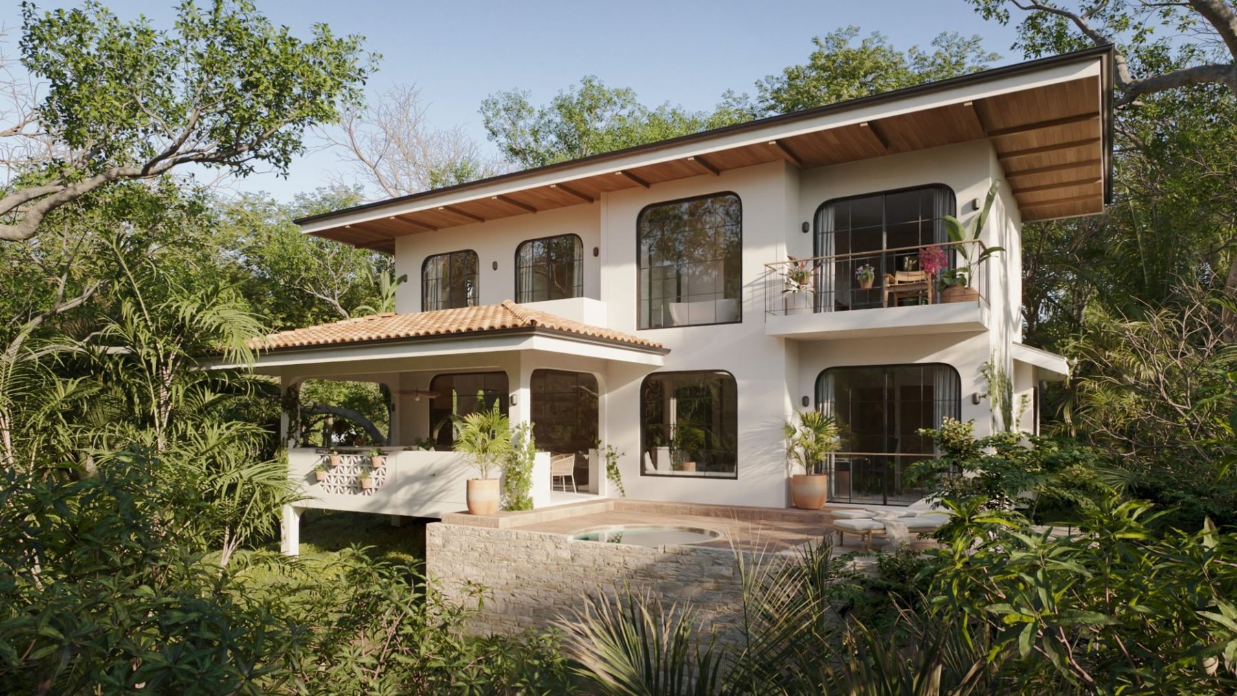 Villa Luma rear elevation with the optional pool