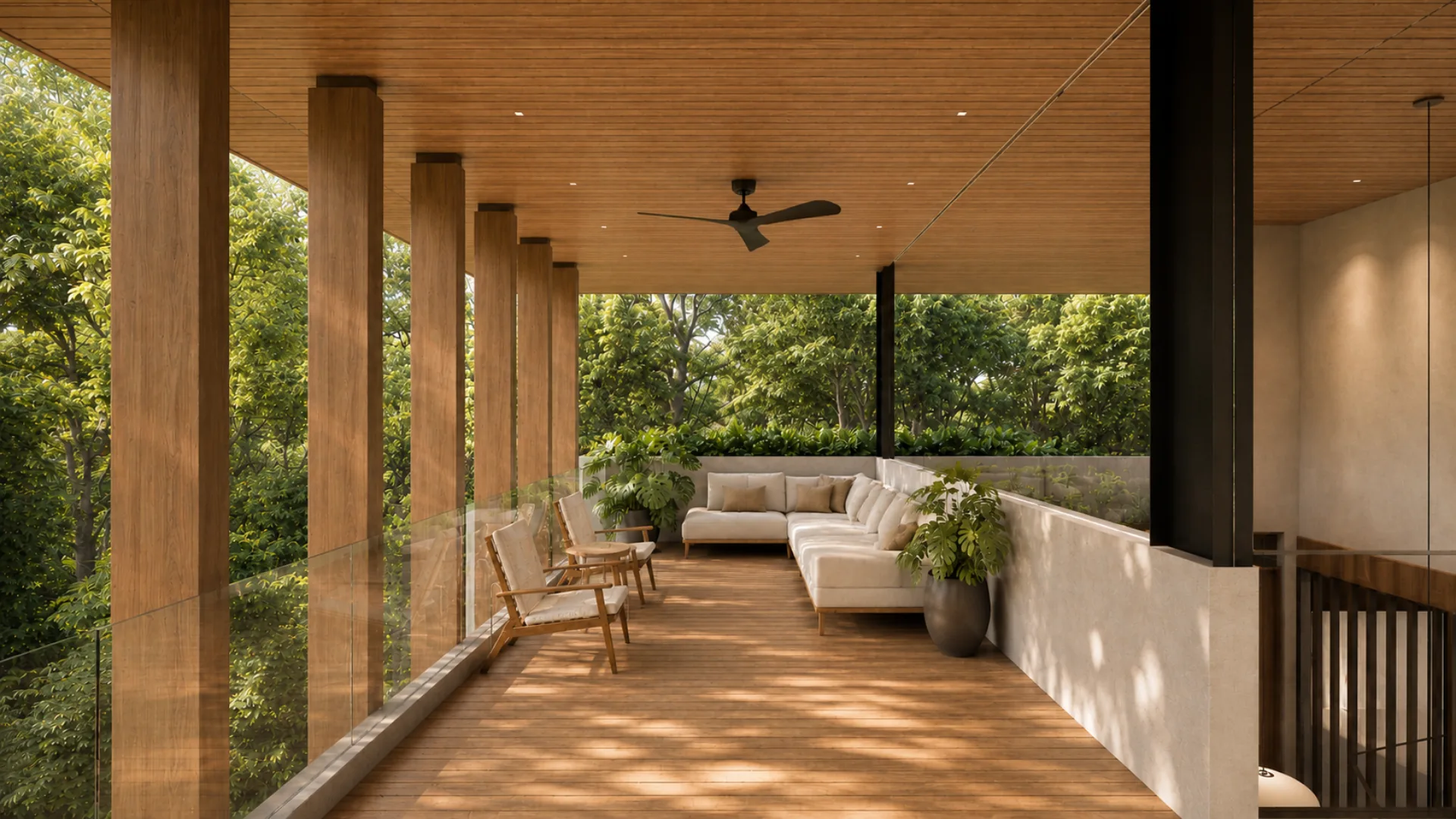 Casa Iki outdoor living space in the Blanc palette